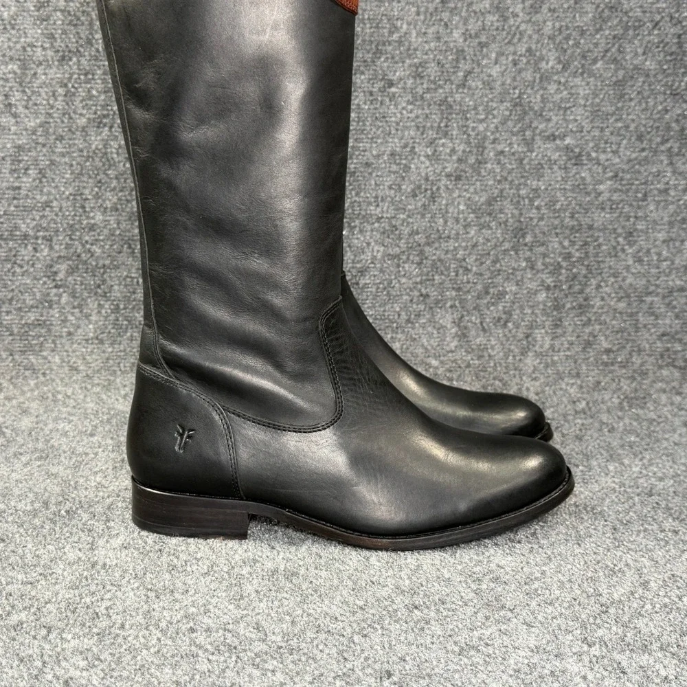 Frye Molly Two Tone Riding Boots Women's 7.5 Brown Black Tall Knee High Rustic